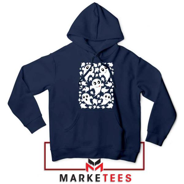 Halloween Ghosts Navy Blue Hoodie