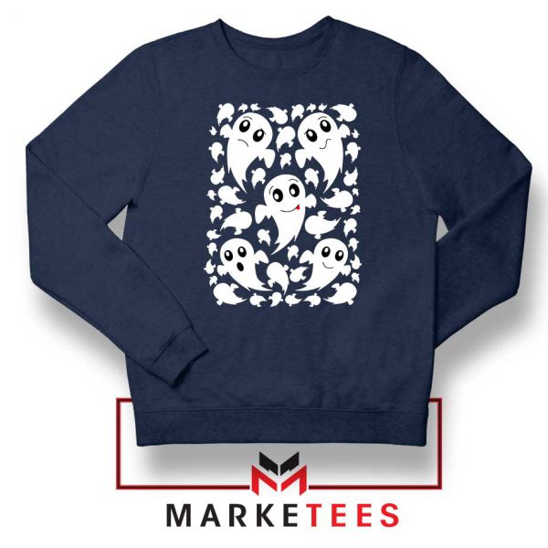 Halloween Ghosts Navy Blue Sweatshirt