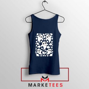 Halloween Ghosts Navy Blue Tank Top