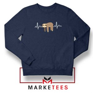 Sloth Lazy Heartbeat Navy Blue Sweatshirt