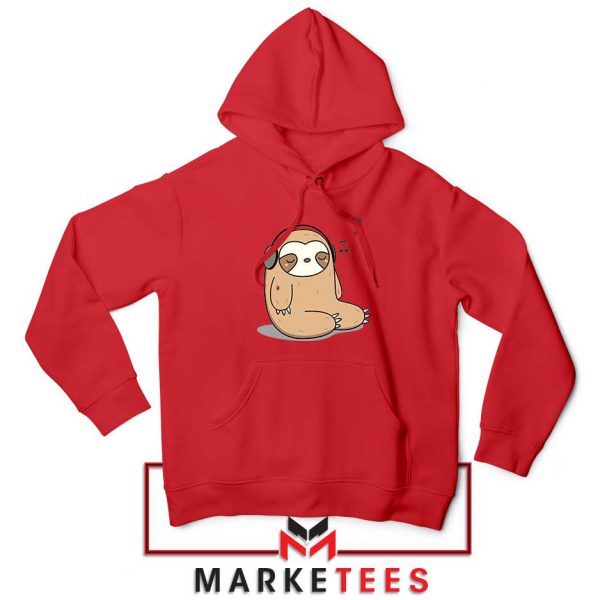 Sloth Listening Music Red Hoodie