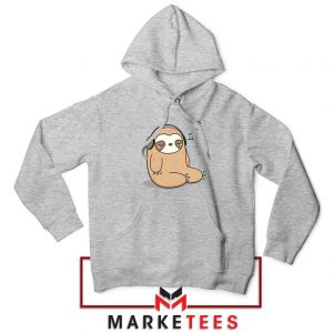 Sloth Listening Music Sport Grey Hoodie