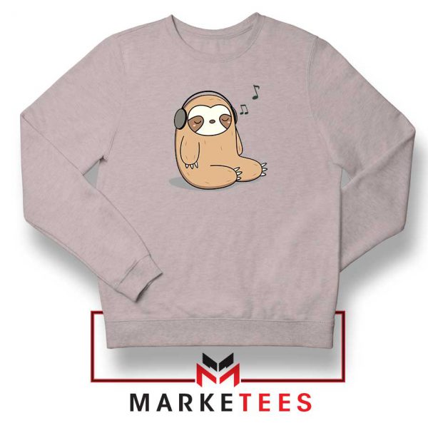 Sloth Listening Music Sport Grey Sweatshirt