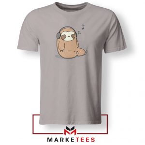 Sloth Listening Music Sport Grey Tshirt