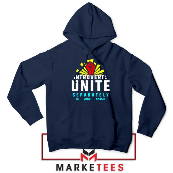 Introverts Unite Separately Navy Blue Hoodie