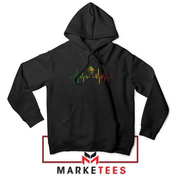 Black Power Heartbeat Black Hoodie