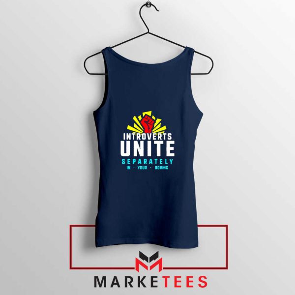 Introverts Unite Separately Navy Blue Tank Top