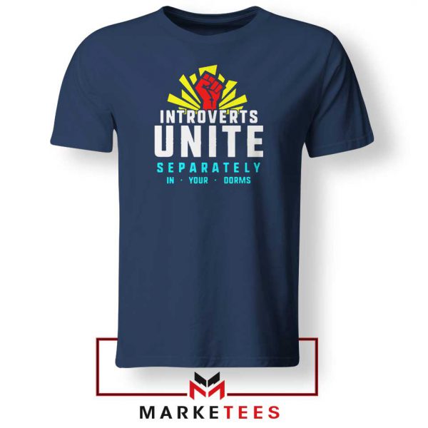 Introverts Unite Separately Navy Blue Tshirt