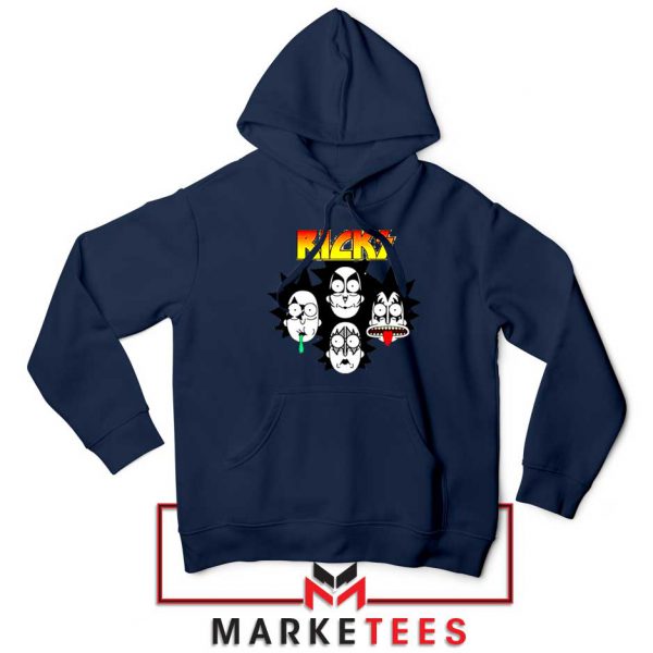 Rick And Morty Parody Of Kiss Navy Blue Hoodie