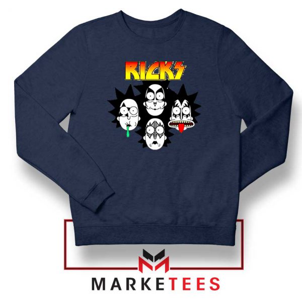 Rick And Morty Parody Of Kiss Navy Blue Sweatshirt