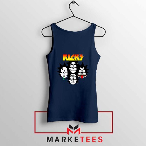 Rick And Morty Parody Of Kiss Navy Blue Tank Top