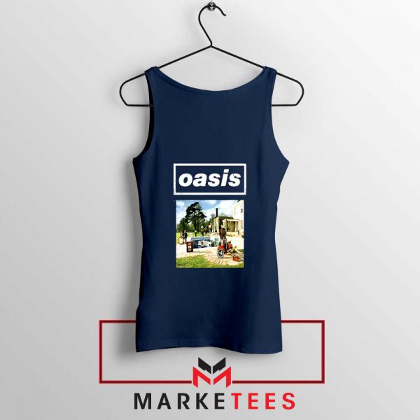 British Rock Band Oasis Navy Blue Tank Top