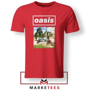 British Rock Band Oasis Red Tshirt