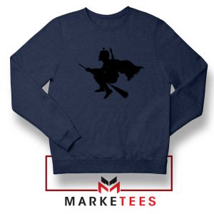 Darth Vader Riding Broomstick Navy Blue Sweatshirt