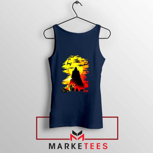 Darth Vader Silhouette Navy Blue Tank Top