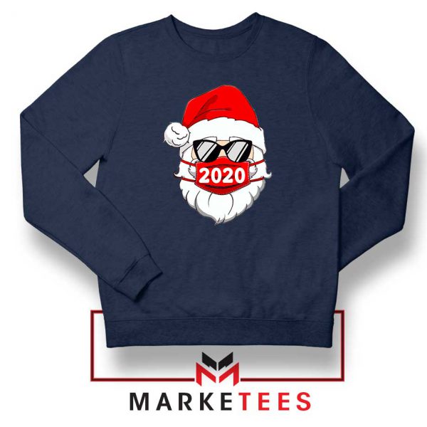 Santa Face Mask Navy Blue Sweatshirt