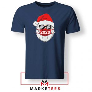 Santa Face Mask Navy Blue Tshirt