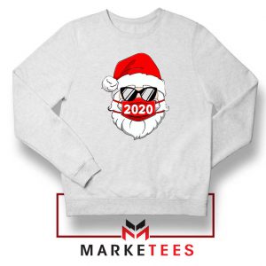 Santa Face Mask White Sweatshirt