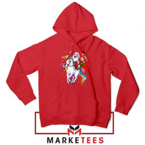 Santa Riding Unicorn Red Hoodie