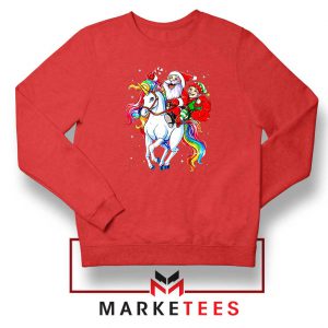 Santa Riding Unicorn Red Sweatshirt