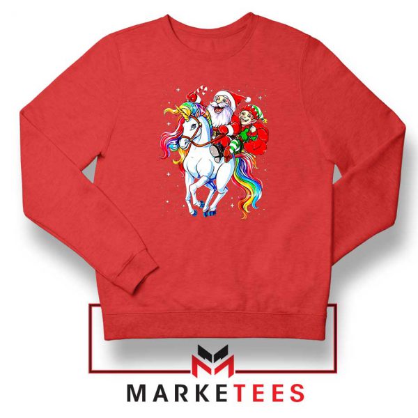 Santa Riding Unicorn Red Sweatshirt