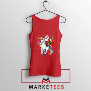 Santa Riding Unicorn Red Tank Top