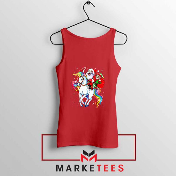 Santa Riding Unicorn Red Tank Top