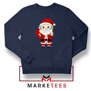 Santa With Mask Navy Blue Sweatshirt