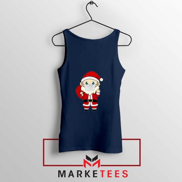 Santa With Mask Navy Blue Tank Top