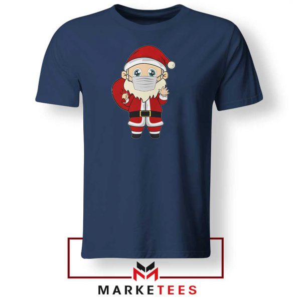 Santa With Mask Navy Blue Tshirt