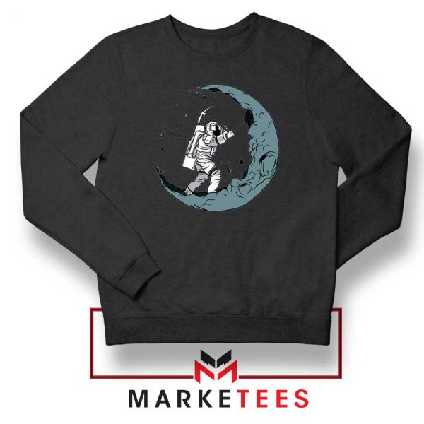 Astronaut Digging Moon Black Sweatshirt