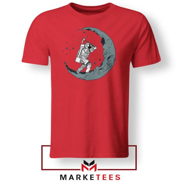 Astronaut Digging Moon Red Tshirt