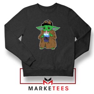 Babyyoda Bubble Tea Black Sweatshirt