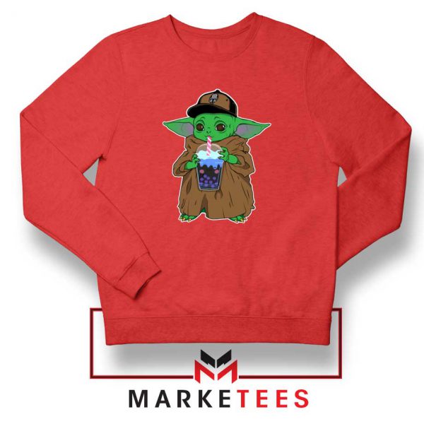 Babyyoda Bubble Tea Red Sweatshirt