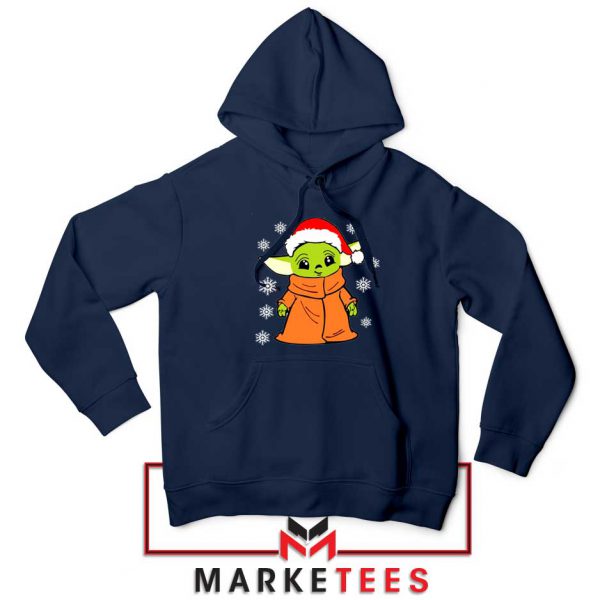 Grogu Chrismast Snow Navy Blue Hoodie