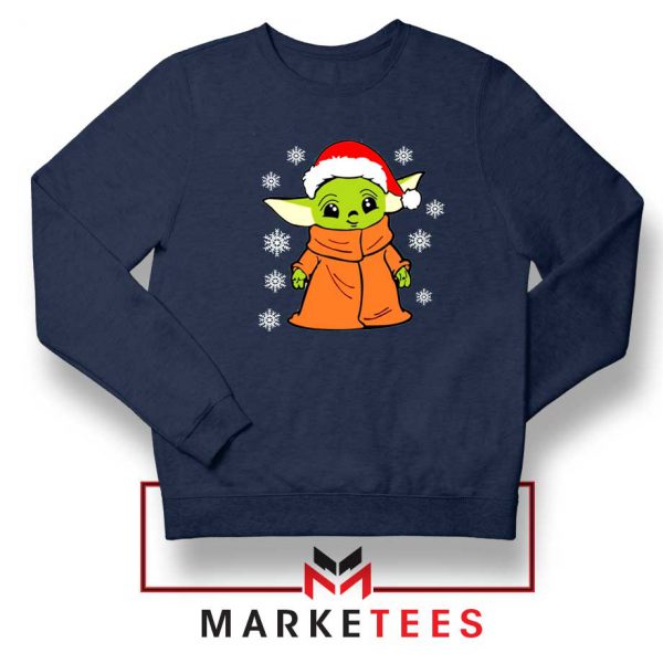 Grogu Chrismast Snow Navy Blue Sweatshirt