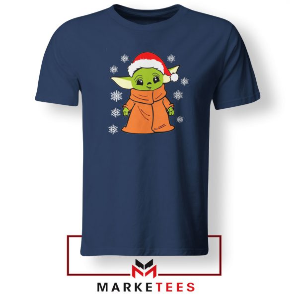 Grogu Chrismast Snow Navy Blue Tshirt