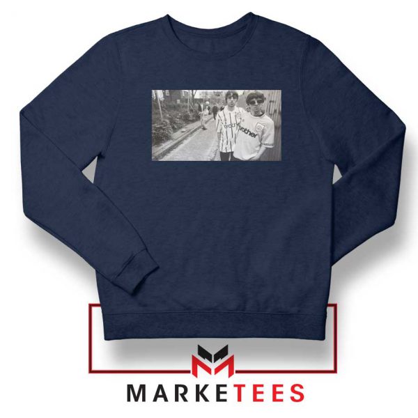 Oasis Gallagher Brothers Navy Blue Sweatshirt