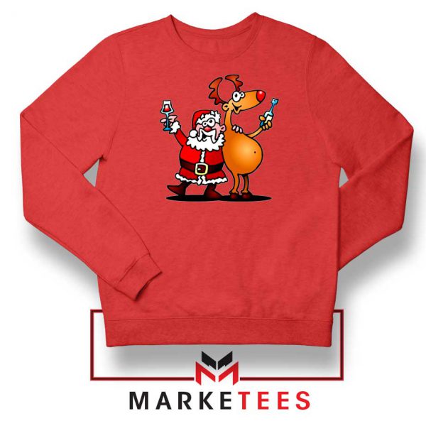 Santa and Reindeer Red Sweatshirt