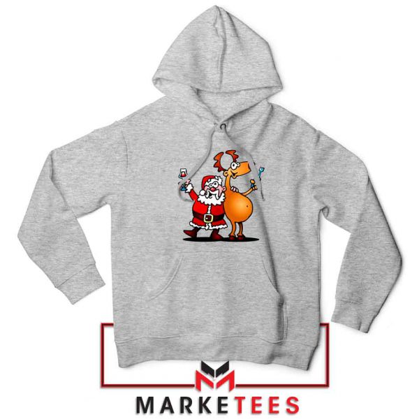 Santa and Reindeer Sport Grey Hoodie