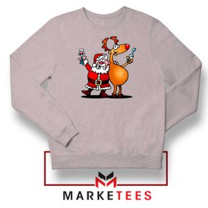 Santa and Reindeer Sport Grey Sweatshirt
