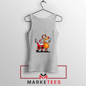 Santa and Reindeer Sport Grey Tank Top