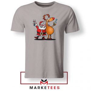 Santa and Reindeer Sport Grey Tshirt