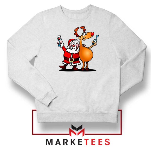 Funny Santa and Reindeer Holiday Graphic Tee