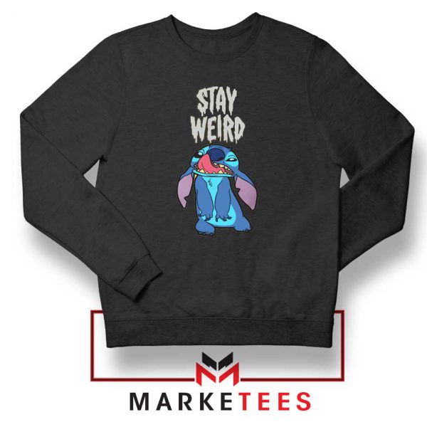 Stitch Stay Weird Black Sweatshirt