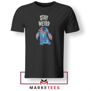 Stitch Stay Weird Black Tshirt