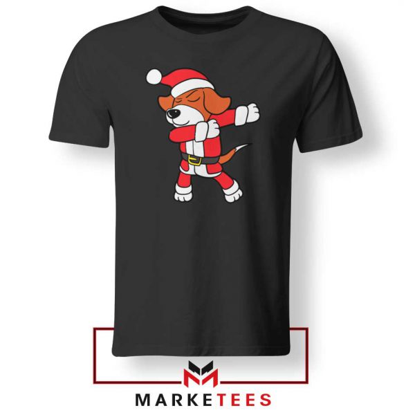 Xmas Dabbing Dog Black Tshirt