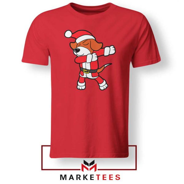 Xmas Dabbing Dog Red Tshirt