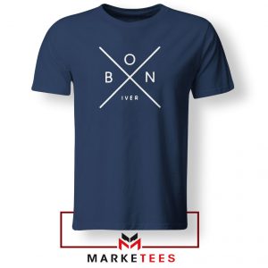 Bon Iver Band X Logo Navy Blue Tshirt