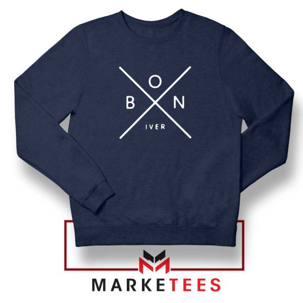 Bon Iver Indie Band X Logo Navy Blue Sweatshirts